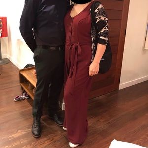 Adorable Retro style Burgundy Jumpsuit